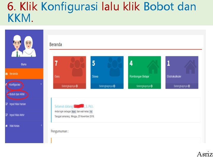 6. Klik Konfigurasi lalu klik Bobot dan KKM. Asriza 