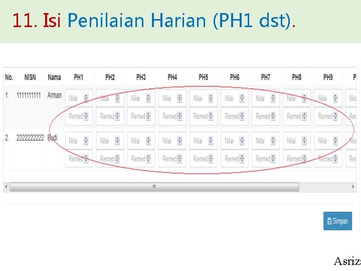 11. Isi Penilaian Harian (PH 1 dst). Asriza 