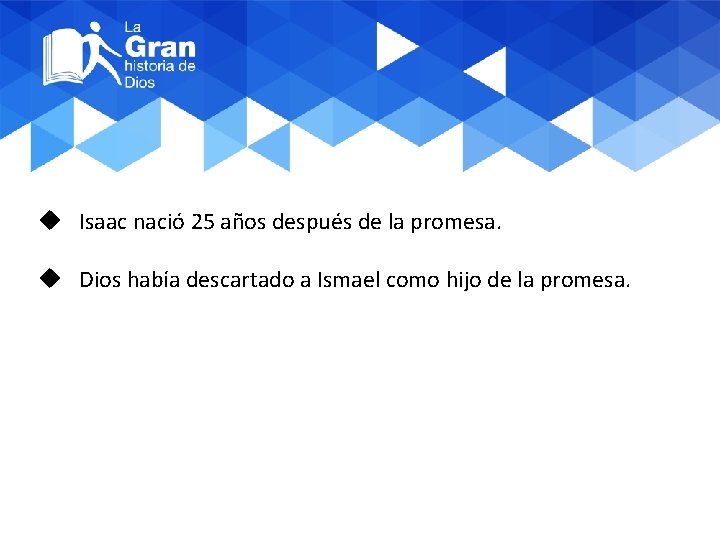 u Isaac nació 25 años después de la promesa. u Dios había descartado a