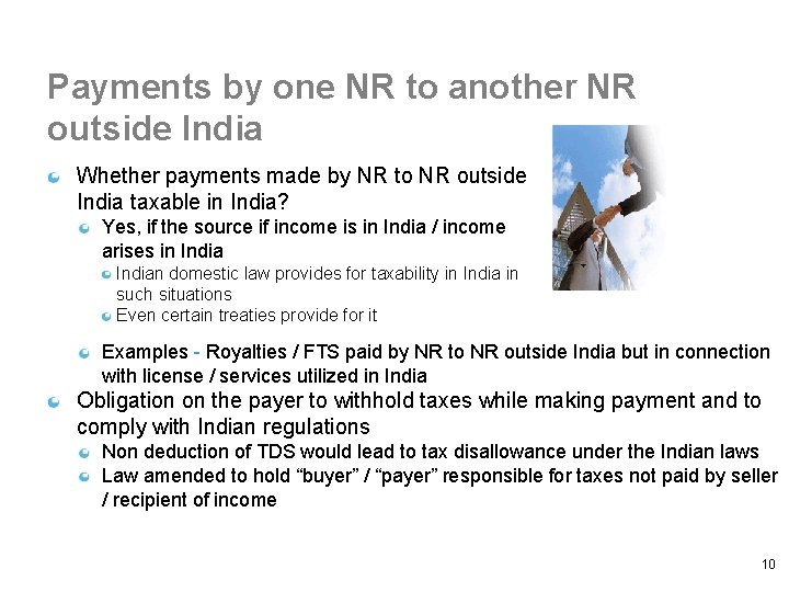 Payments by one NR to another NR outside India Whether payments made by NR
