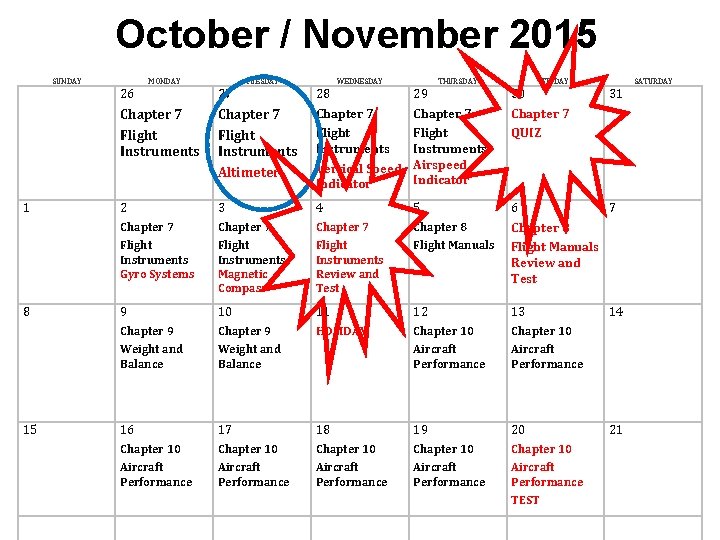 October / November 2015 SUNDAY MONDAY TUESDAY WEDNESDAY THURSDAY FRIDAY SATURDAY 26 27 28