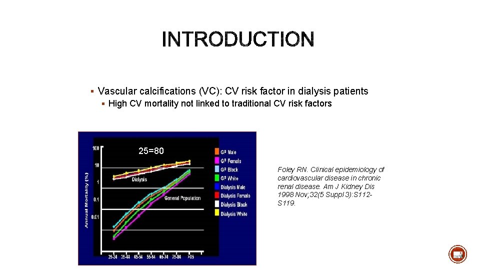  § Vascular calcifications (VC): CV risk factor in dialysis patients § High CV