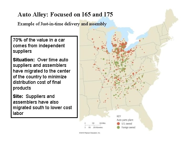 Auto Alley: Focused on I 65 and I 75 Example of Just-in-time delivery and