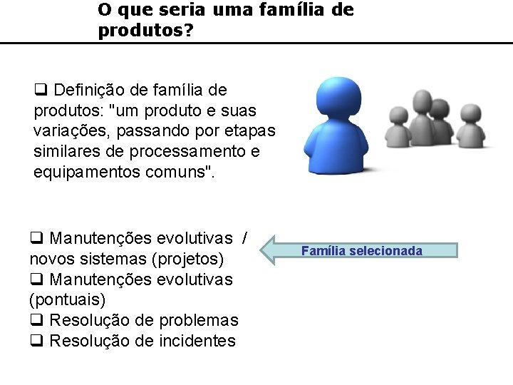 O que seria uma família de produtos? q Definição de família de produtos: "um