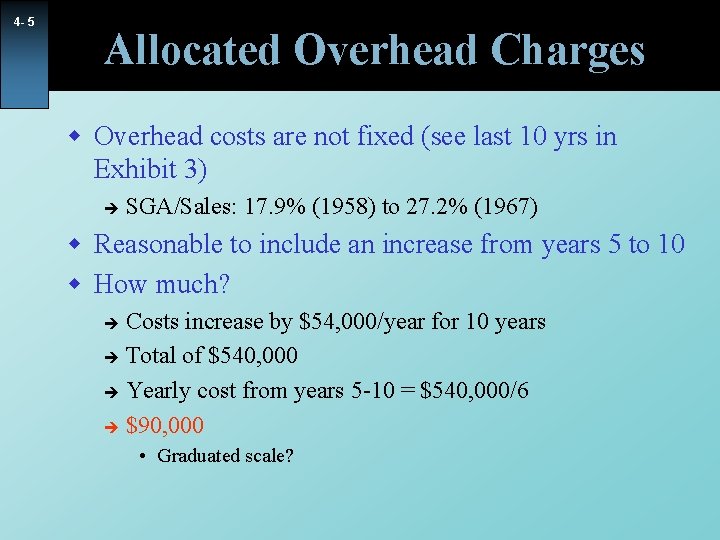 4 - 5 Allocated Overhead Charges w Overhead costs are not fixed (see last 4 - 5 Allocated Overhead Charges w Overhead costs are not fixed (see last