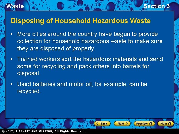 Waste Section 3 Disposing of Household Hazardous Waste • More cities around the country