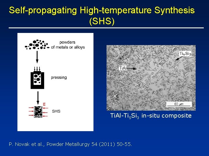 Self-propagating High-temperature Synthesis (SHS) Ti. Al-Ti 5 Si 3 in-situ composite P. Novak et