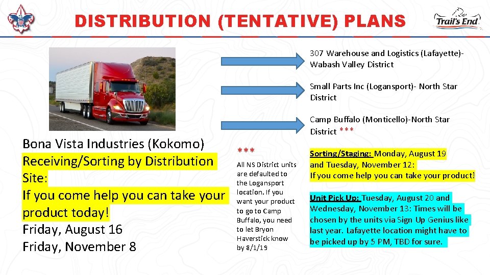 DISTRIBUTION (TENTATIVE) PLANS 307 Warehouse and Logistics (Lafayette)Wabash Valley District Small Parts Inc (Logansport)-