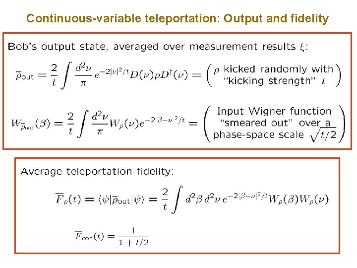 Continuous-variable teleportation: Output and fidelity 