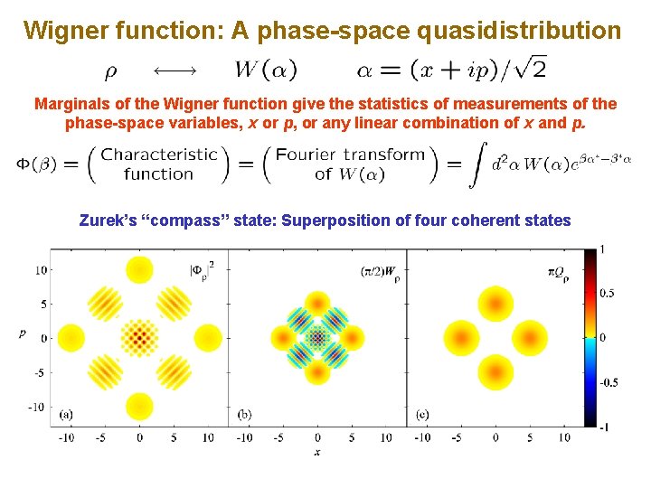 Wigner function: A phase-space quasidistribution Marginals of the Wigner function give the statistics of
