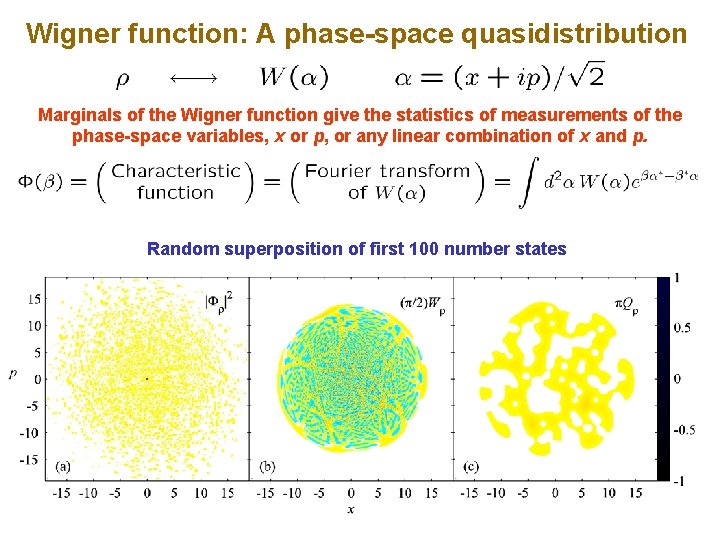 Wigner function: A phase-space quasidistribution Marginals of the Wigner function give the statistics of