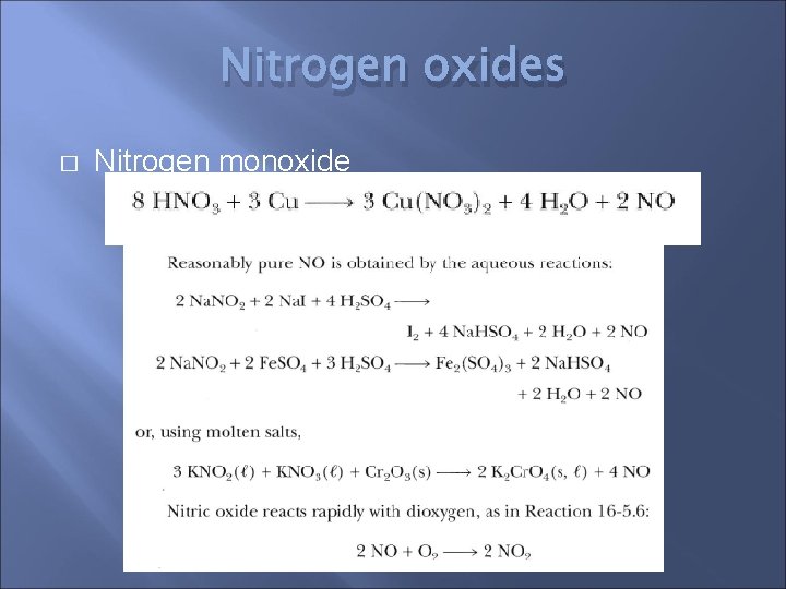 Nitrogen oxides � Nitrogen monoxide 