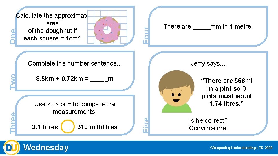 Four One Calculate the approximate area of the doughnut if each square = 1