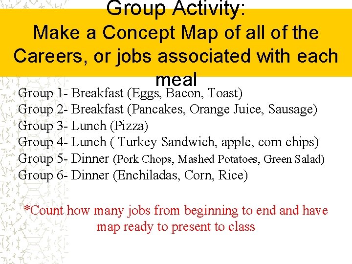 Group Activity: Make a Concept Map of all of the Careers, or jobs associated