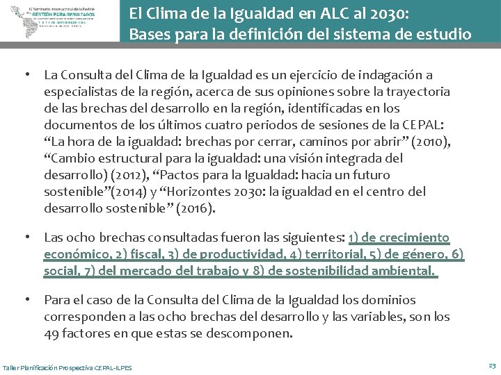 El Clima de la Igualdad en ALC al 2030: Bases para la definición del