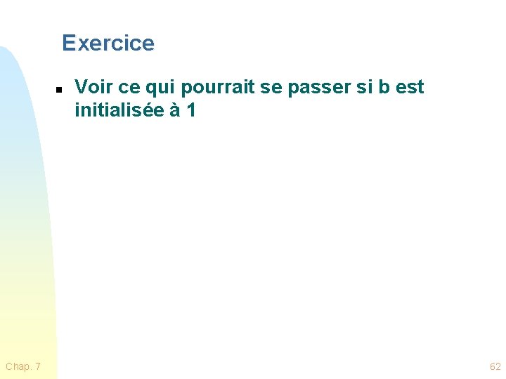 Exercice n Chap. 7 Voir ce qui pourrait se passer si b est initialisée