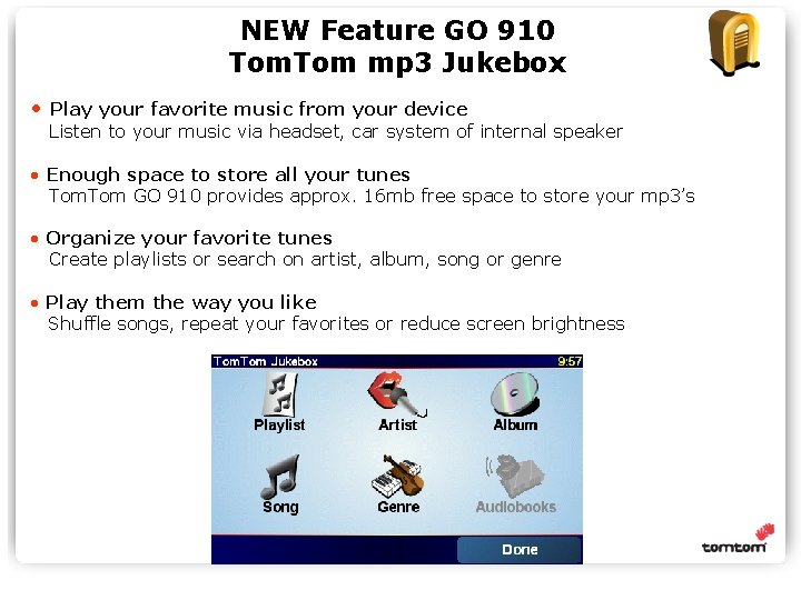 NEW Feature GO 910 Tom mp 3 Jukebox • Play your favorite music from