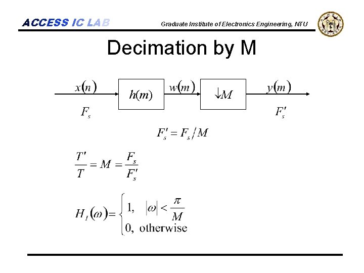 ACCESS IC LAB Graduate Institute of Electronics Engineering, NTU Decimation by M h(m) M