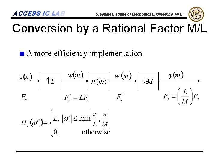 ACCESS IC LAB Graduate Institute of Electronics Engineering, NTU Conversion by a Rational Factor