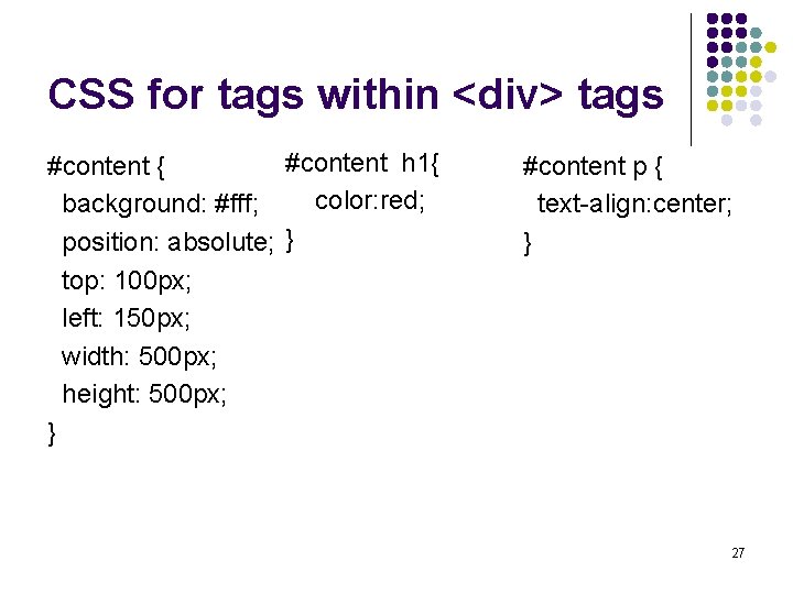 Stylin With Css Topics L L L What