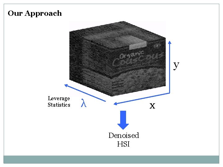 Our Approach y Leverage Statistics λ x Denoised HSI Our Approach y Leverage Statistics λ x Denoised HSI