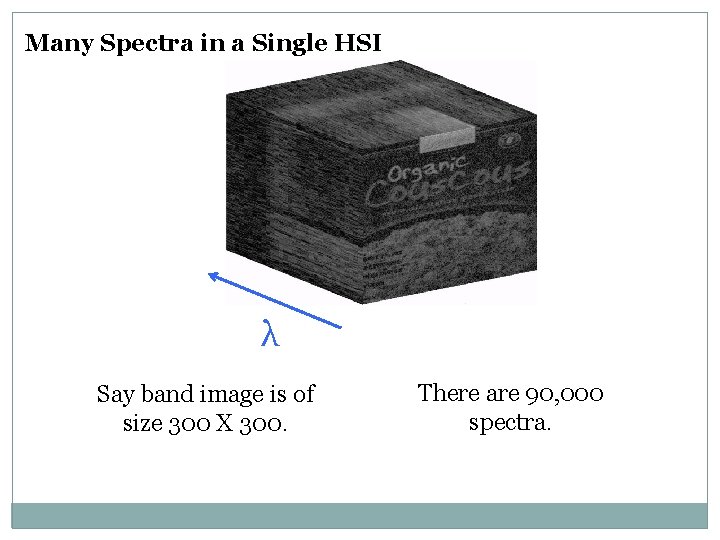 Many Spectra in a Single HSI λ Say band image is of size 300 Many Spectra in a Single HSI λ Say band image is of size 300