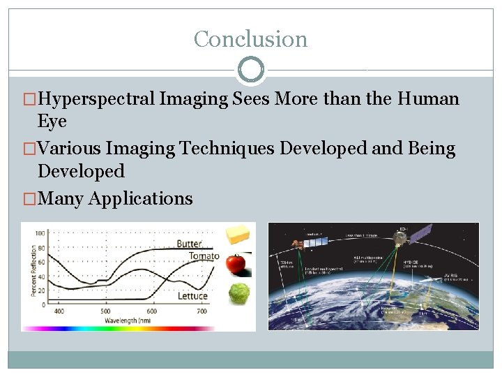 Conclusion �Hyperspectral Imaging Sees More than the Human Eye �Various Imaging Techniques Developed and Conclusion �Hyperspectral Imaging Sees More than the Human Eye �Various Imaging Techniques Developed and