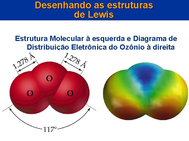 Desenhando as estruturas de Lewis Estrutura Molecular à esquerda e Diagrama de Distribuição Eletrônica