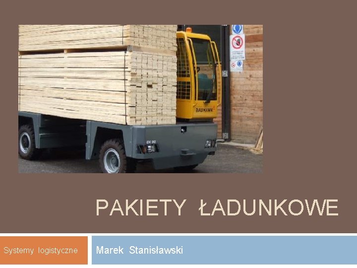 PAKIETY ŁADUNKOWE Systemy logistyczne Marek Stanisławski 