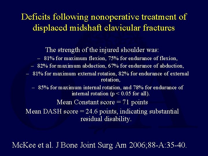Deficits following nonoperative treatment of displaced midshaft clavicular fractures The strength of the injured