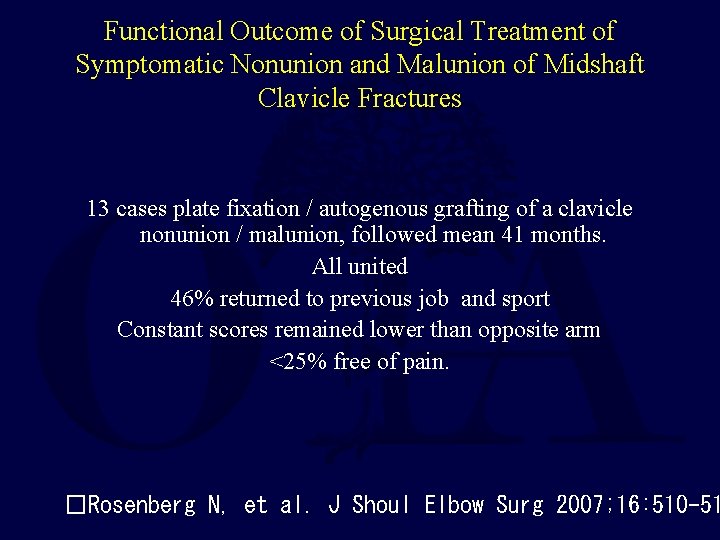 Functional Outcome of Surgical Treatment of Symptomatic Nonunion and Malunion of Midshaft Clavicle Fractures