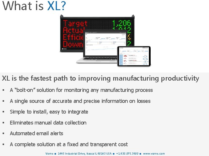 What is XL? XL is the fastest path to improving manufacturing productivity § A