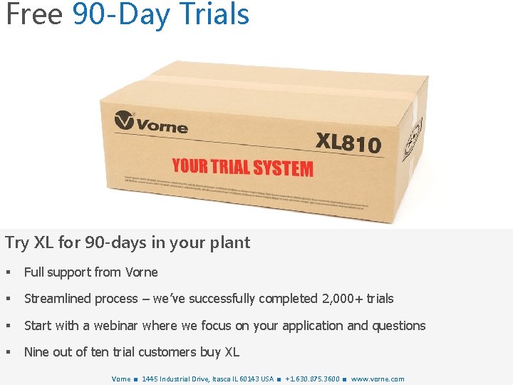 Free 90 -Day Trials Try XL for 90 -days in your plant § Full