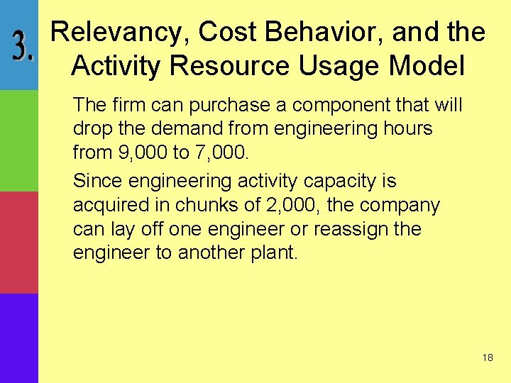 Relevancy, Cost Behavior, and the Activity Resource Usage Model The firm can purchase a