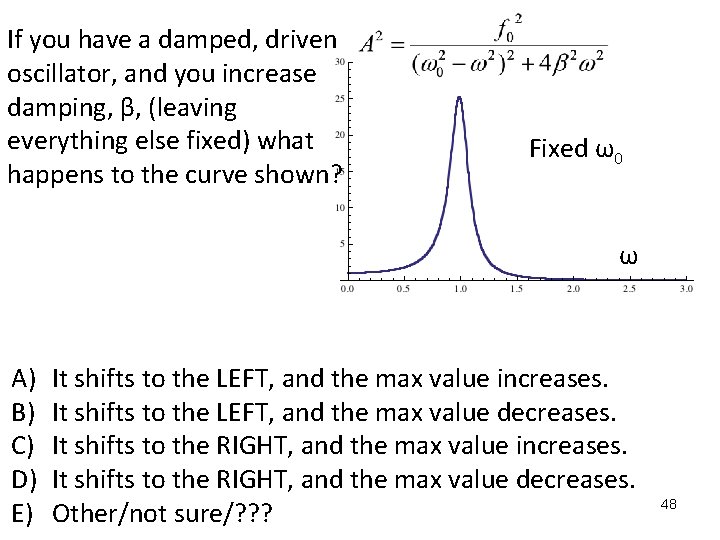 If you have a damped, driven oscillator, and you increase damping, β, (leaving everything