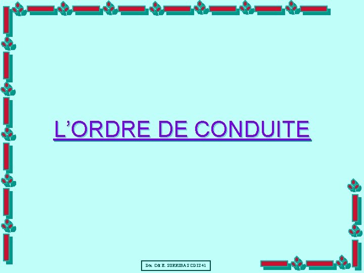 L’ORDRE DE CONDUITE Doc Cdt E. SORRIBAS CDIS 41 