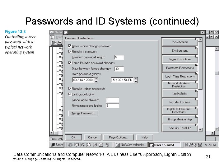 Passwords and ID Systems (continued) Data Communications and Computer Networks: A Business User's Approach, Passwords and ID Systems (continued) Data Communications and Computer Networks: A Business User's Approach,