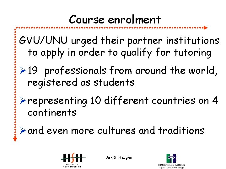 Course enrolment GVU/UNU urged their partner institutions to apply in order to qualify for