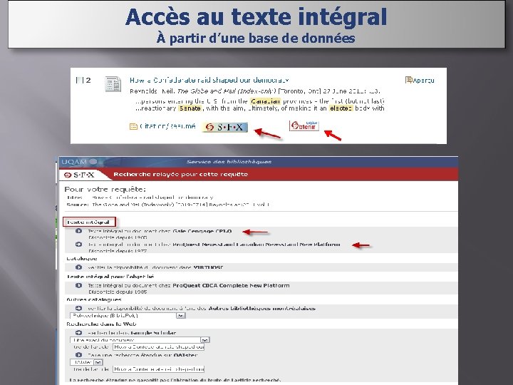 Accès au texte intégral À partir d’une base de données 