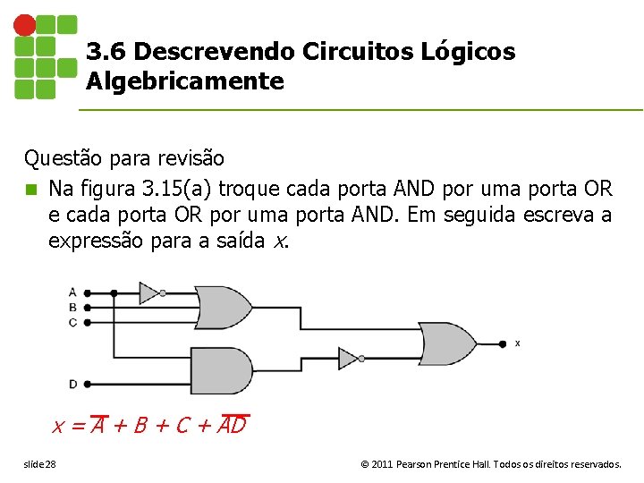 3. 6 Descrevendo Circuitos Lógicos Algebricamente Questão para revisão n Na figura 3. 15(a)