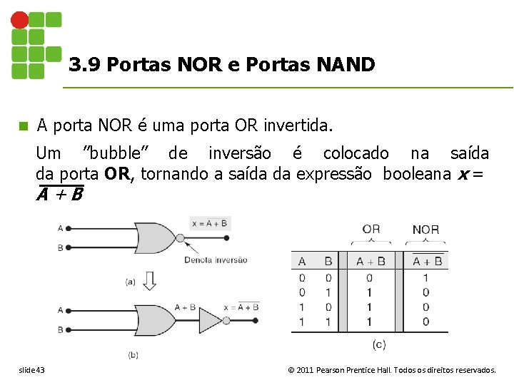 3. 9 Portas NOR e Portas NAND n A porta NOR é uma porta