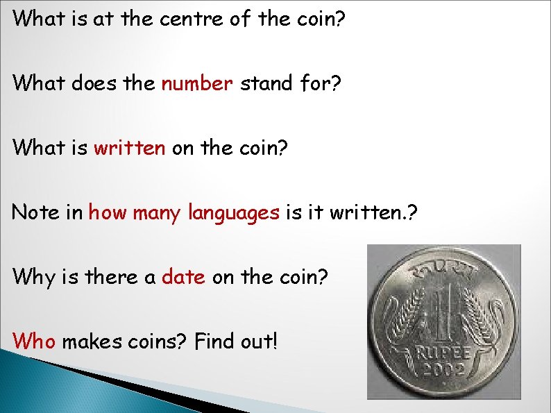 What is at the centre of the coin? What does the number stand for?