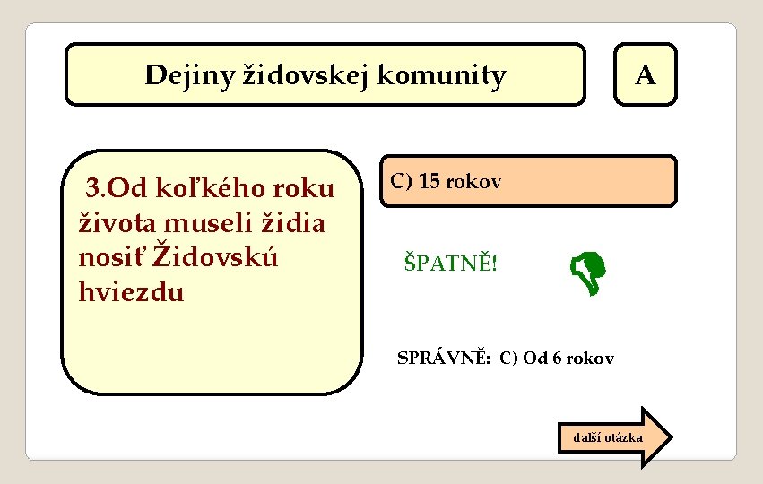 Dejiny židovskej komunity 3. Od koľkého roku života museli židia nosiť Židovskú hviezdu A