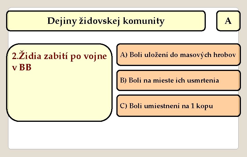 Dejiny židovskej komunity 2. Židia zabití po vojne v BB A A) Boli uložení