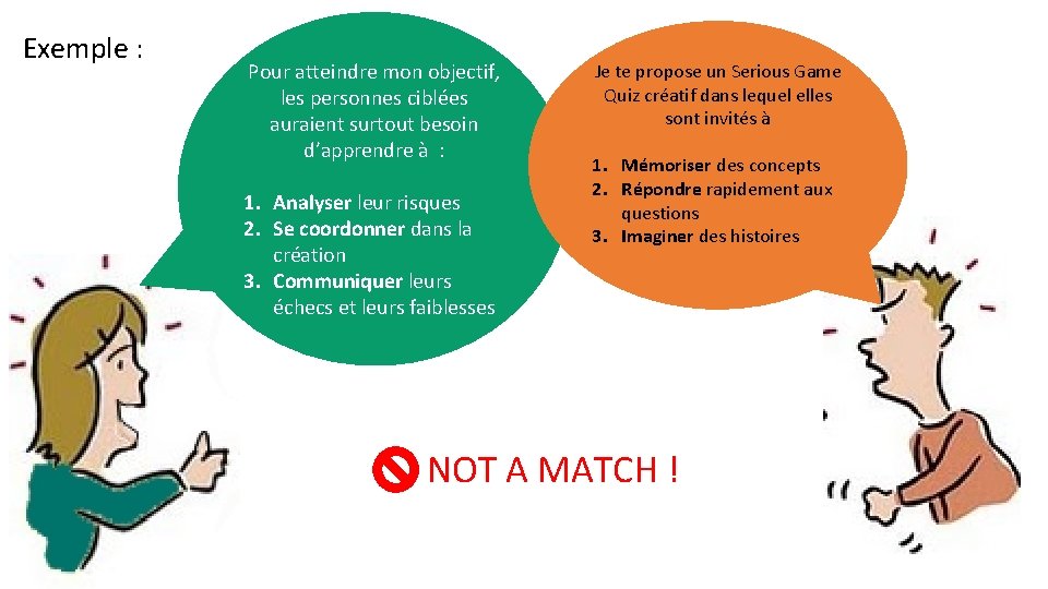 Exemple : Pour atteindre mon objectif, les personnes ciblées auraient surtout besoin d’apprendre à