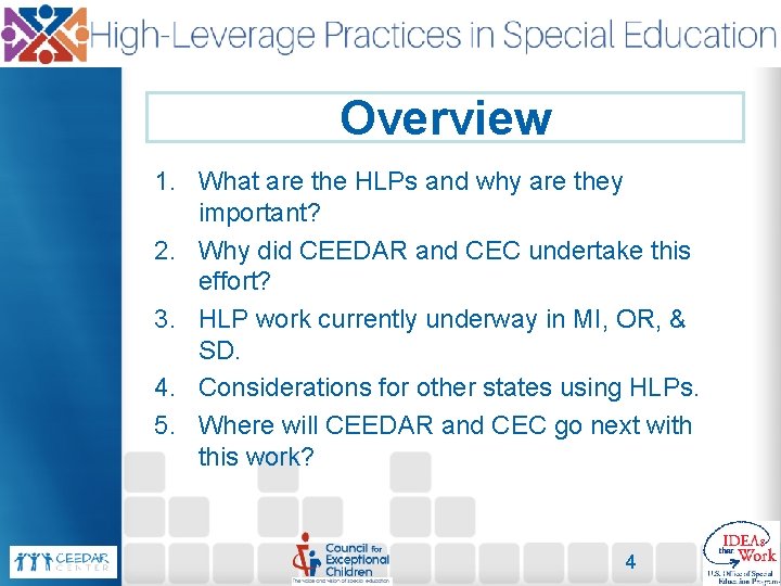 Overview 1. What are the HLPs and why are they important? 2. Why did