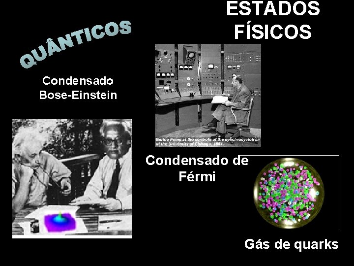 ESTADOS FÍSICOS Condensado Bose-Einstein Condensado de Férmi Gás de quarks 