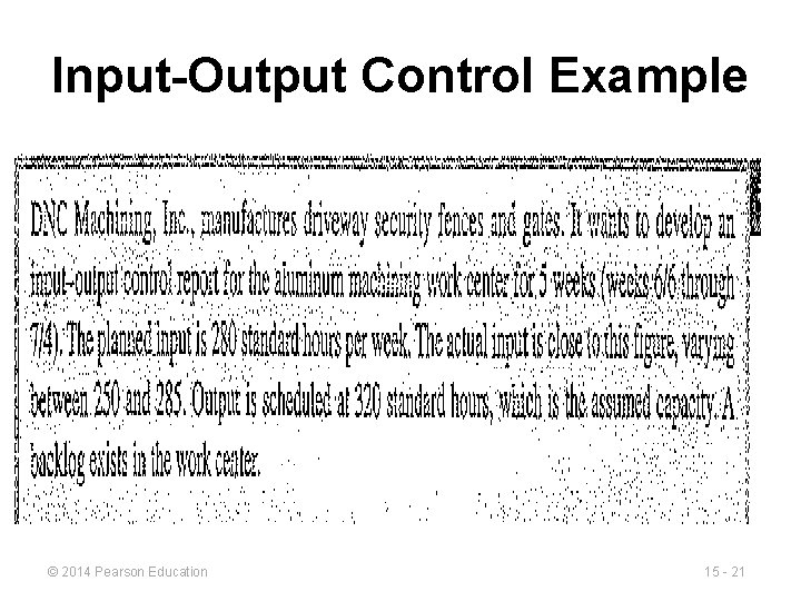 Input-Output Control Example © 2014 Pearson Education 15 - 21 