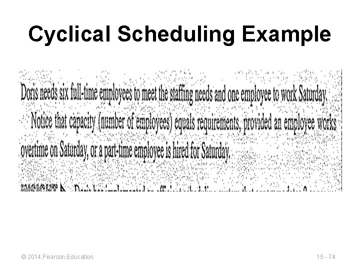 Cyclical Scheduling Example © 2014 Pearson Education 15 - 74 