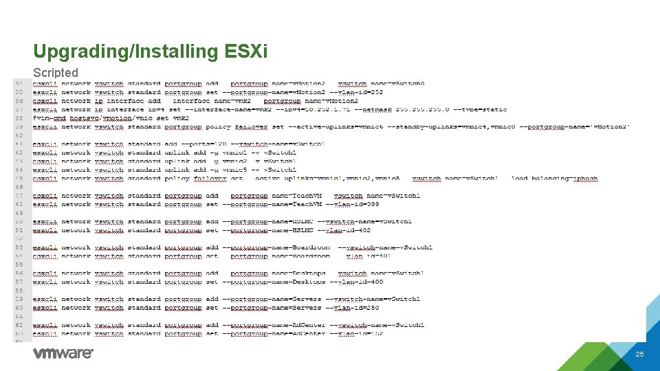 Upgrading/Installing ESXi Scripted 25 